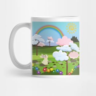 Bunny and cloud trees Mug